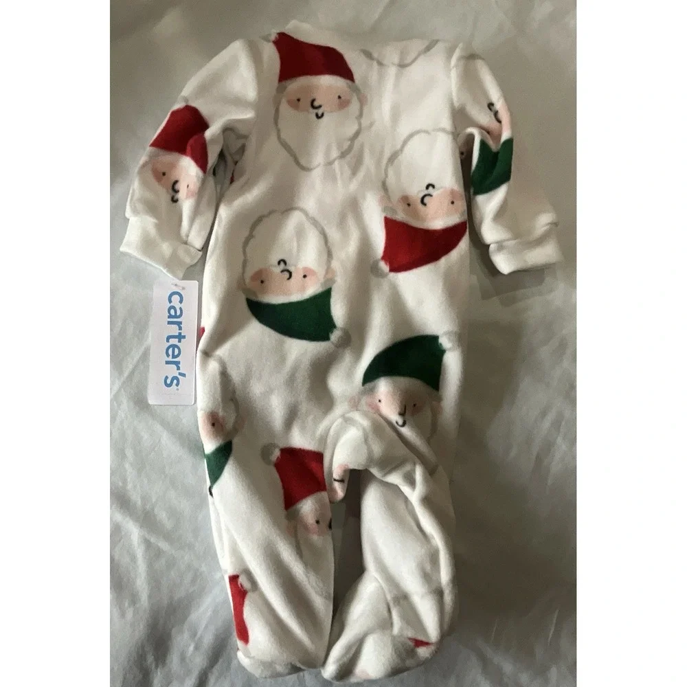 Carter's‎ Santa/Christmas Footed Fleece Sleeper New - Newborn